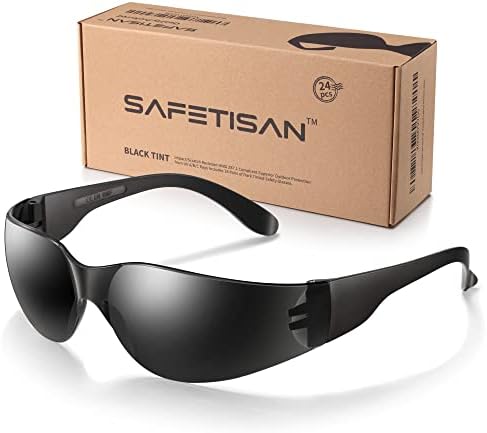 SAFETISAN Színezett Biztonsági Szemüveg Ömlesztett, 24 Csomag, Védő Árnyékos Biztonsági Szemüveg, Napszemüveg UV Védelem, Karcolás