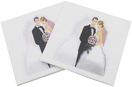 Otthon-Szervező Tech 100 Csomag Esküvői Papír Szalvéták Menyasszony, Vőlegény Koktél Szalvéta 2 Rétegű Ebéd Szalvéta Eldobható Papír Szalvéta