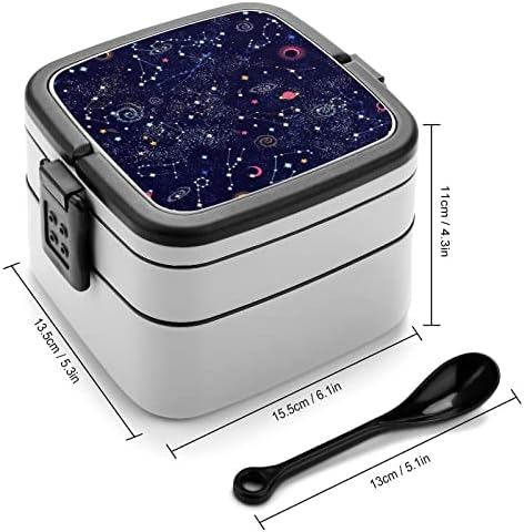 Space Galaxy Zodiákus Csillagkép Csillag Print All In One Bento Box Felnőtt Ebéd Tartály Kanalat Iskola/Munka /Piknik