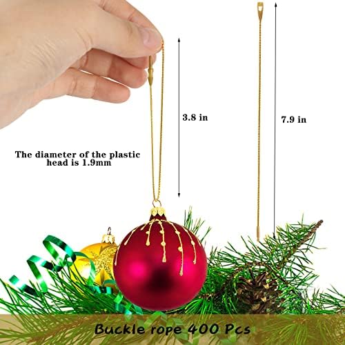 Lucleag 400PCS Karácsonyi Dísz Fogasok, Arany Karácsonyi Dísz Lóg String patent Zár, Poliészter Kötelek a Snap Kötőelem a karácsonyfa