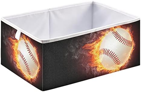 Emelivor Baseball Tűz Lángjai Kocka tárolóban Összecsukható Tárolók Vízálló Játék Kosár Kocka Szervező Rekeszek Játékok Szekrényben