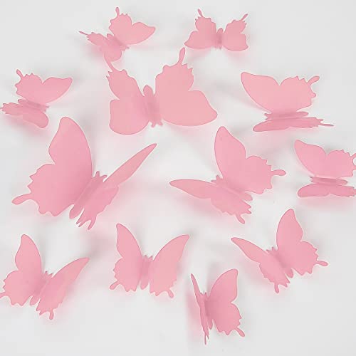 24 DB Pillangós Fali Matricák Pillangók Dekor Matricák Otthon Dekoráció Gyerek Szoba Hálószoba Decor (Halvány Rózsaszín)