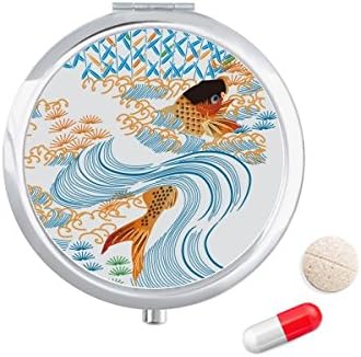 Festmény Japán Kultúra Hal Víz Tabletta Esetben Zsebében Gyógyszer Tároló Doboz, Tartály Adagoló