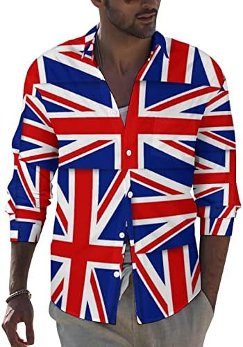 Zászlók Az Egyesült Királyság Férfi Hajtóka Le Gomb Hosszú Ujjú Ing, Alkalmi, Nyári Kabát Zsebében