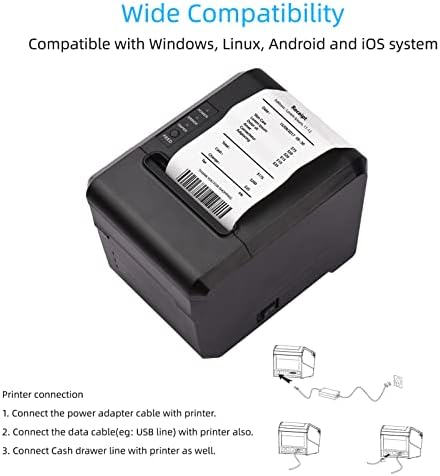 HUIOP Mobil Nyomtató,80mm USB Termikus Nyugta Nyomtató Közvetlen Termikus Automatikus Vágó Jegy Bill Nyomtatás USB-Kapcsolat Kompatibilis az