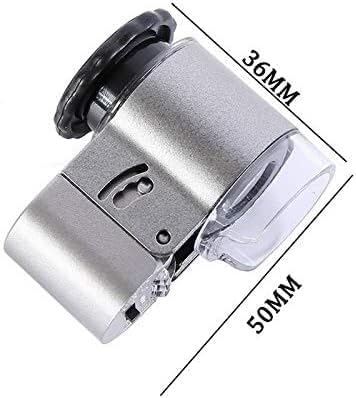 BIENKA 50X Kézi Nagyító Pocket Mini Mikroszkóp Nagyítólencse Valuta Detektor, Ékszerész Nagyító LED-es Nagyításban