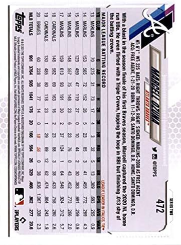 2021 Topps 472 Marcell Ozuna Atlanta Braves Sorozat 2 MLB Baseball Trading Card