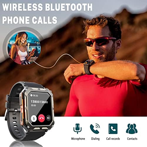 FILIEKEU Katonai Szabadtéri Sportok Smartwatch Férfiak Bluetooth Hívás Ip68 Vízálló Fitness Órák pulzusszám, Vérnyomás Aludni, Egészségügyi