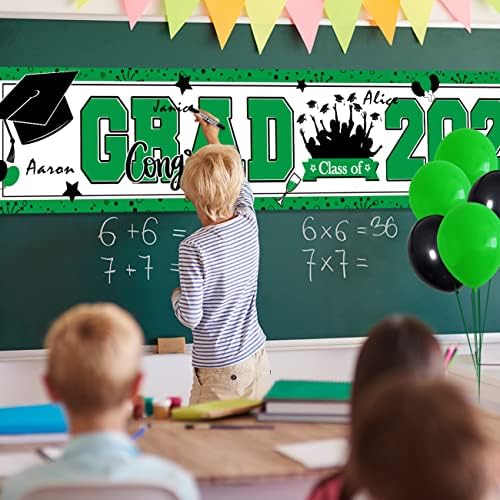 Zöld Ballagás Dekoráció Osztály 2023 Udvaron Tábla Dekoráció Érettségi Banner 2023 Személyre szabott, 20 Db Lufi a középiskola