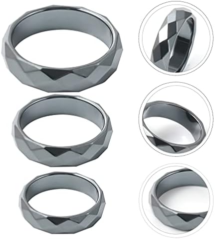 EXCEART 3pcs Mágneses Hematit Ujj Gyűrű Lapos Hematit Kő Zenekar Gyűrűk Csakra Hematit Kő Zenekar Gyűrűk, Ékszerek, Ajándékok