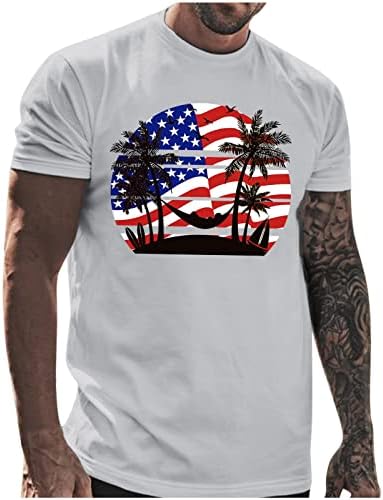 ZDFER Férfi Rövid Ujjú Sleeve T-Shirt Rendszeres Fit Függetlenség Napja Amerikai Zászló Nyomtatás, Klasszikus, Lágy, Nyári Pólók Felsők