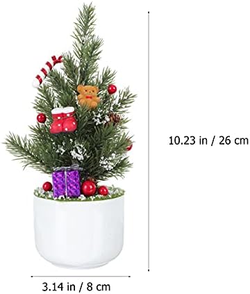 PRETYZOOM Asztali Dekoráció Mesterséges karácsonyfa Piros Bogyó Fehér Cserepes Növények Irodai asztali Dekoráció Karácsonyi Fesztivál