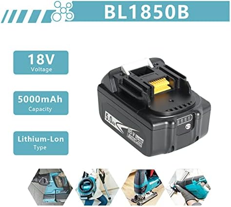 4 Csomag Továbbfejlesztett 5.0 Á 18V BL1850B LED Csere Lítium-ion Akkumulátorral Kompatibilis Makita 18 Voltos Akkumulátor Kompatibilis