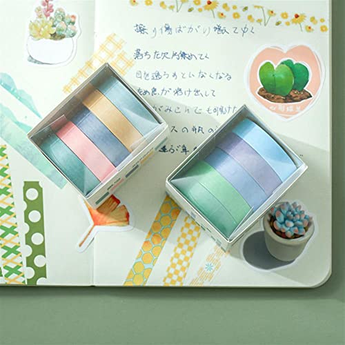 5 Db Alapvető egyszínű Maszkolás Washi Tape Set Dekoráció DIY Napló Tervező Lap Kézműves Scrapbooking Címke, Matrica,1 mian mian Bing