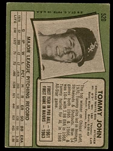 1971 Topps 520 Tommy John Chicago White Sox (Baseball Kártya) VG/EX White Sox
