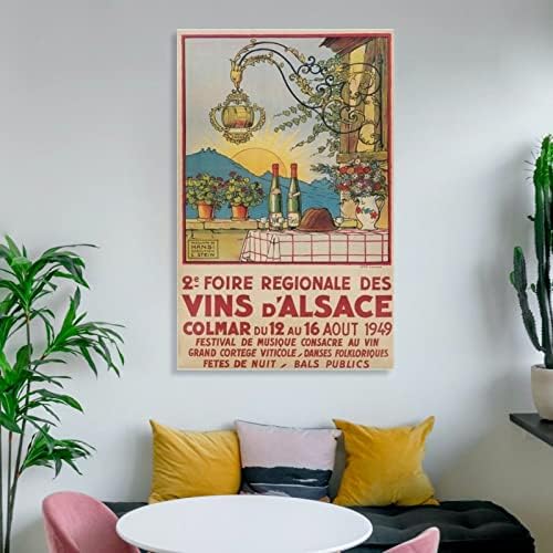 1949 Elzászi francia Bor Fesztivál Vintage Poszter Fali Dekoráció, Fali Art Festmények Vászon Fali Dekoráció lakberendezés Nappali Dekor Esztétikai