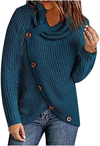 Sárga,Kék,Zöld Suéter asimétrico de cuello alto de a manga larga para mujer W1 Egy Méret