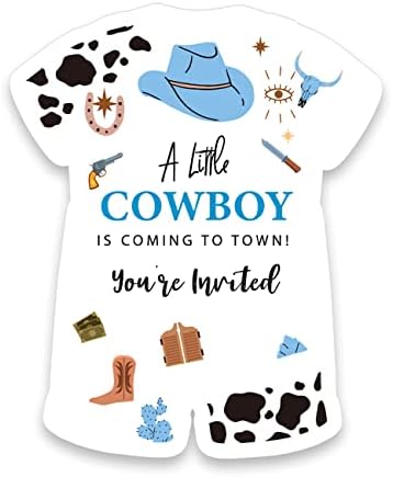 Wild West Téma babaváró Buli Alakú Meghívók, Kártyák Borítékok Készlet 20 Ország Rodeó egy Kis Cowboy Baba Zuhany Felkéri