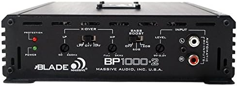 Massive Audio Penge BP1000.2 Autó Sztereó Erősítő. 240W x 2 RMS @ 2 Ohm / 500W x 2 MAX, Class A/B, 2 Ohm Stabil, Bass Boost. Erős Két