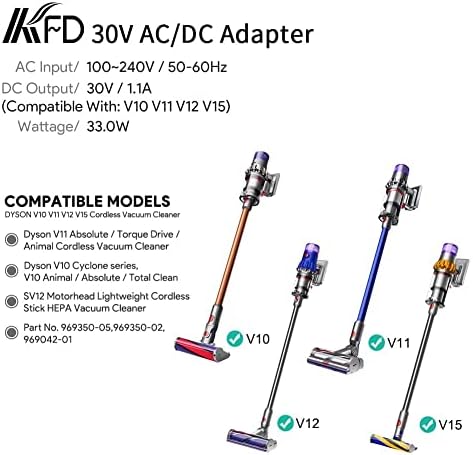 KFD 30V AC / DC Adapter Töltő Dyson Ciklon V10 V11 V12-es V15 Abszolút Állat Motorhead Vezeték nélküli Bottal Porszívó Dyson SV12