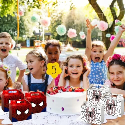Gerbana 16 Pack Szuperhős Fél Élvezet Doboz Dekoráció Gyerekek Pókember Születésnapi Party Kellékek Édesség Ajándék Dobozok Pókháló Nyomtatott