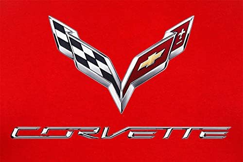 NP DESIGN CSOPORT Férfi Chevy Corvette C7 Legénység Nyak T-Shirt Fekete-Szürke & Vörös