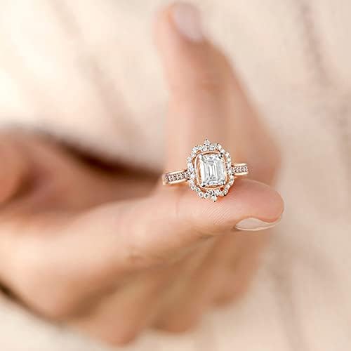 Gyűrűk Gyermek Divat Női Cirkónium-oxid Bling Gyémánt Eljegyzési Gyűrűt (Rose Gold, 7)