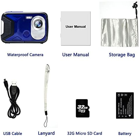 Vízálló Kamera 21MP 1080P Víz alatti Digitális Kamera Vakuval, 2.8 Inch LCD, Újratölthető HD Digitális Fényképezőgép(Kék