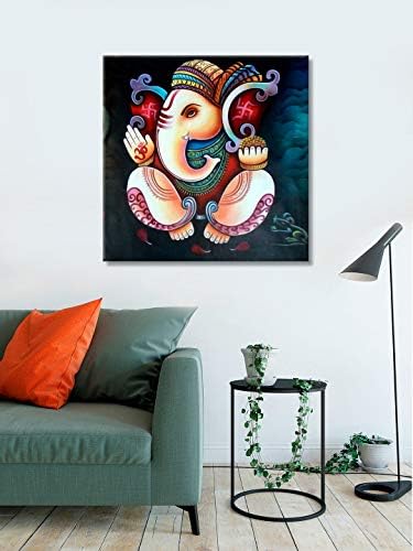 999Store Dekoratív Több Szín Ganesha Backgrou & Fekete Wall Art Vászon Festmény( Canvas_24X24 Hüvelyk) FLP2424044