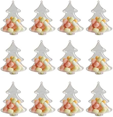 Cabilock 12db Átlátszó Édesség Doboz karácsonyfa Formájú díszdobozban Műanyag Candy Esetekben Bemutatja Tároló Tartály Parti Fesztivál