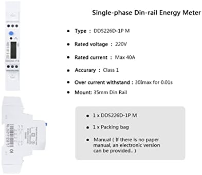 PURYN DDS226D-1P M egyfázisú Din-Rail Energia-Mérő 40A 45A 110V 120V 220V 230V 240V 2000 imp/kWh 50/60Hz
