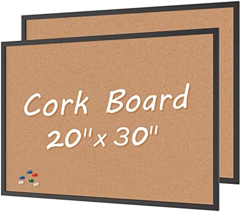 Board2by 2-Pack Parafa Tábla Hirdetőtábla 20 x 30, Fekete Fa Keretes Corkboard, Irodai Tábla a Falon, Parafa, Nagy Falra Szerelt