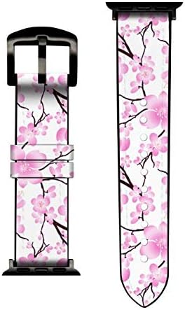 CA0219 Sakura cseresznyevirág Bőr & Szilikon Intelligens Karóra Heveder Zenekar Apple Nézni iWatch Méret 42mm/44 mm/45 mm