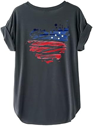 Női július 4-Maximum Függetlenség Napja Tees Túlméretezett Oldalon Vágott Hazafias Pólók Amerikai Zászló Vissza Nyomtatott póló