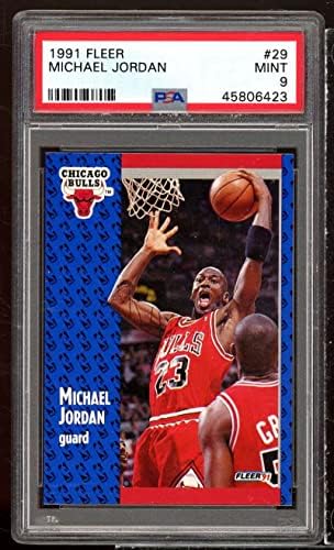 1991-92 Fleer 29 Michael Jordan PSA 9 Osztályú Kosárlabda Kártya NBA Chicago Bulls 1991 1992 91 92 MENTA