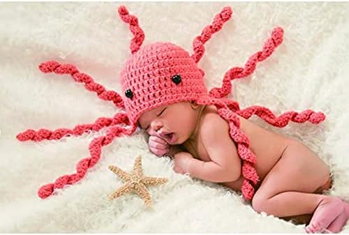 Újszülött Fotózás Polip Beanie Sapka Baby Fénykép Horgolt Polip Kalapok Fotózás Kötött Lány Fiú (Lila)