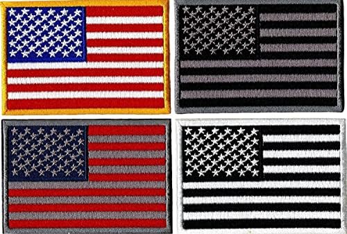 4pc Amerikai Zászló Foltok 3 | Taktikai USA Hazafias Piros, Fehér, Kék Hímzett tépőzáras Kabát Javítás - by Nixon Szál Co. (Tépőzáras)
