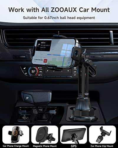 ZOOAUX Csere Kupa Telefon tartó Autó, [17 mm gömbcsukló] az Univerzális Állítható Hosszú Nyak Autó pohártartó Telefon Mount Bölcső-Autós
