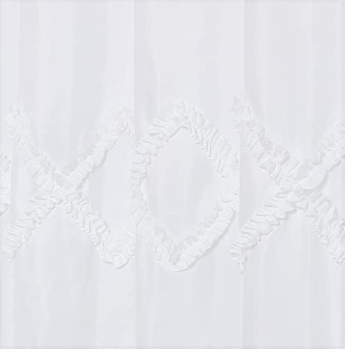 Artisyne Fodros Fehér Zuhanyzó Függöny, Kézzel készített Fehér Elegáns, Pillangó, Virág,Mintás Vintage Elegáns Parasztház