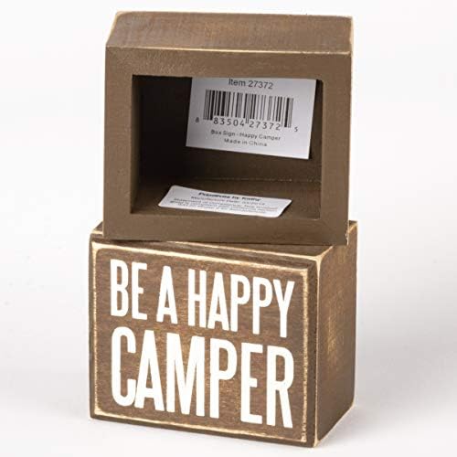 Primitívek által Kathy Rusztikus Barna Doboz Jel, 3 x 2.5 Happy Camper