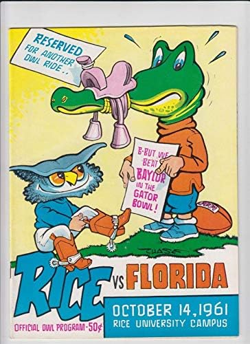 1961-ben a Floridai Aligátorok v Rizs Baglyok Foci Program 10/14 Chase-Fedezze Ex/MT 53316 - Főiskolai Programok