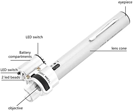 100X Hordozható Mini LED-es Nagyító, Mikroszkóp Nagyítólencse Nagyító LED-es Zseb Ékszerek Ékszerész Nagyító Ékszer Régiség(Nem Tartalmazza