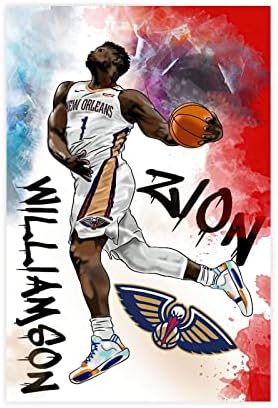 URROA Sion Williamson Poszter Kosárlabda Dunk Plakátok Fali Dekor Herceg New Orleans Pelicans Aláírt Unframe stílusú 12x18inch(30x45cm)
