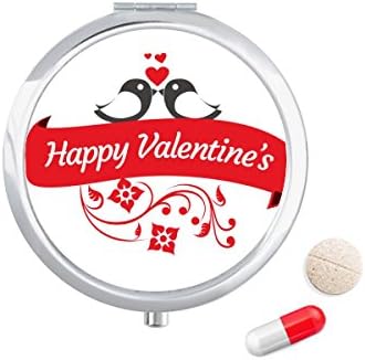 Szerelmes Madarak Boldog Valentin Napot Tabletta Esetben Zsebében Gyógyszer Tároló Doboz, Tartály Adagoló