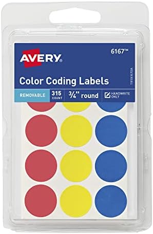 Avery színkód Címkék, 0.75 Cm, Kerek, Gróf 315 (6167)