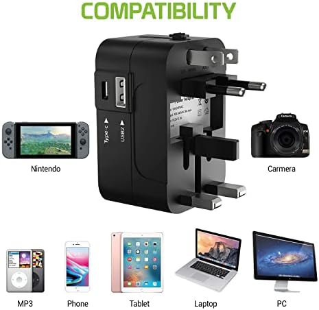 Utazási USB Plus Nemzetközi Adapter Kompatibilis a Samsung SM-T325 a Világszerte Teljesítmény, 3 USB-Eszközök c típus, USB-A Közötti