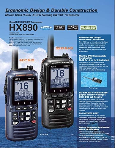 Standard Horizont HX890 Fekete Kézi VHF - Úszó 6 Watt Osztály H DSC Két Rádió (Felújított)