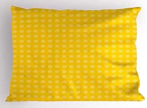 Ambesonne Sárga párnahuzatot, Hippi Virág Gyermekek 70-es évek Retro Témájú Minta Virágos Daisy Design Artprint, Dekoratív Szabványos