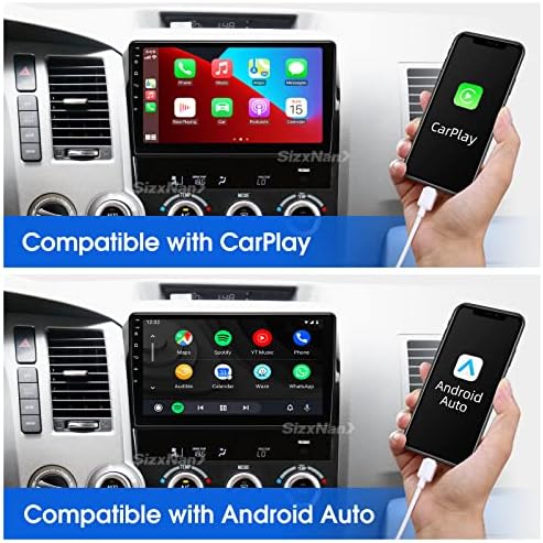 SizxNanv a Tundra Sequoia Android 10 érintőképernyő Kompatibilis Carplay Android Auto,Autó Rádió Sztereó Bluetooth Navigációs Media Player GPS,