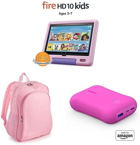 Tűz HD 10 Gyerekek Tablet, 10.1 HD (32 gb-os, Levendula) a Hátizsák + Hordozható Töltő